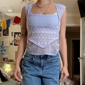 Free People Lavender Lace Tank Top